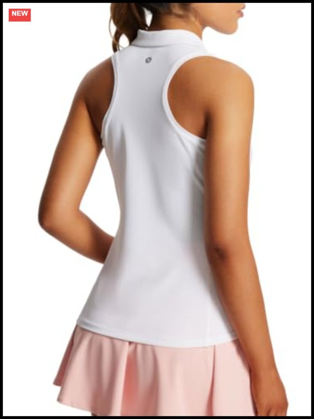 Sleeveless Polo Racerback Zipper Collar UPF 50+ Golf Tennis